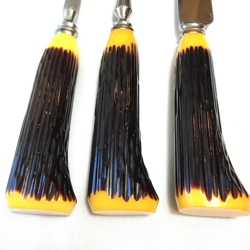 * Carving 3 piece Set B. Thomas & Co. Sheffield MCM Vtg